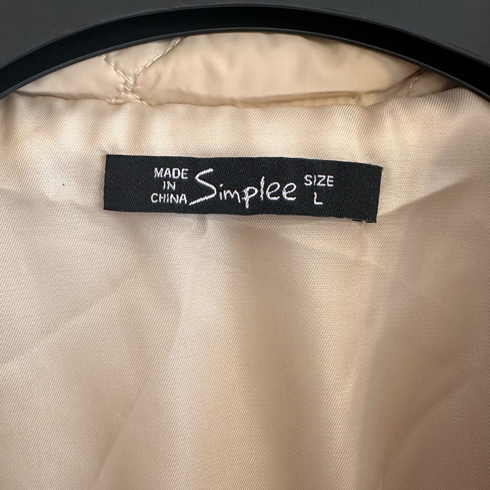 Simplee Apparel Cream Trench Coat Quilted Belted - Picture 2 of 4
